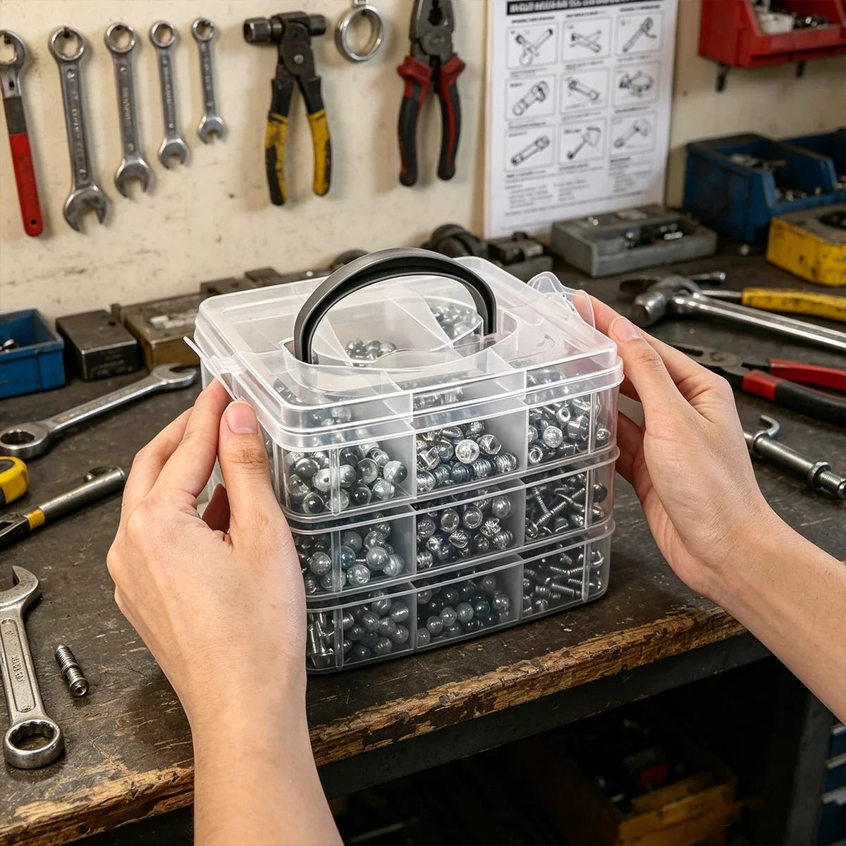 Stackable Plastic Hardware Accessory Storage Boxe Multi-layer