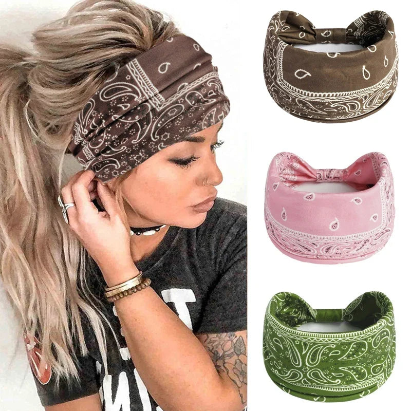 Boho Knot Turban Headband – Wide Elastic Hair Wrap for Women