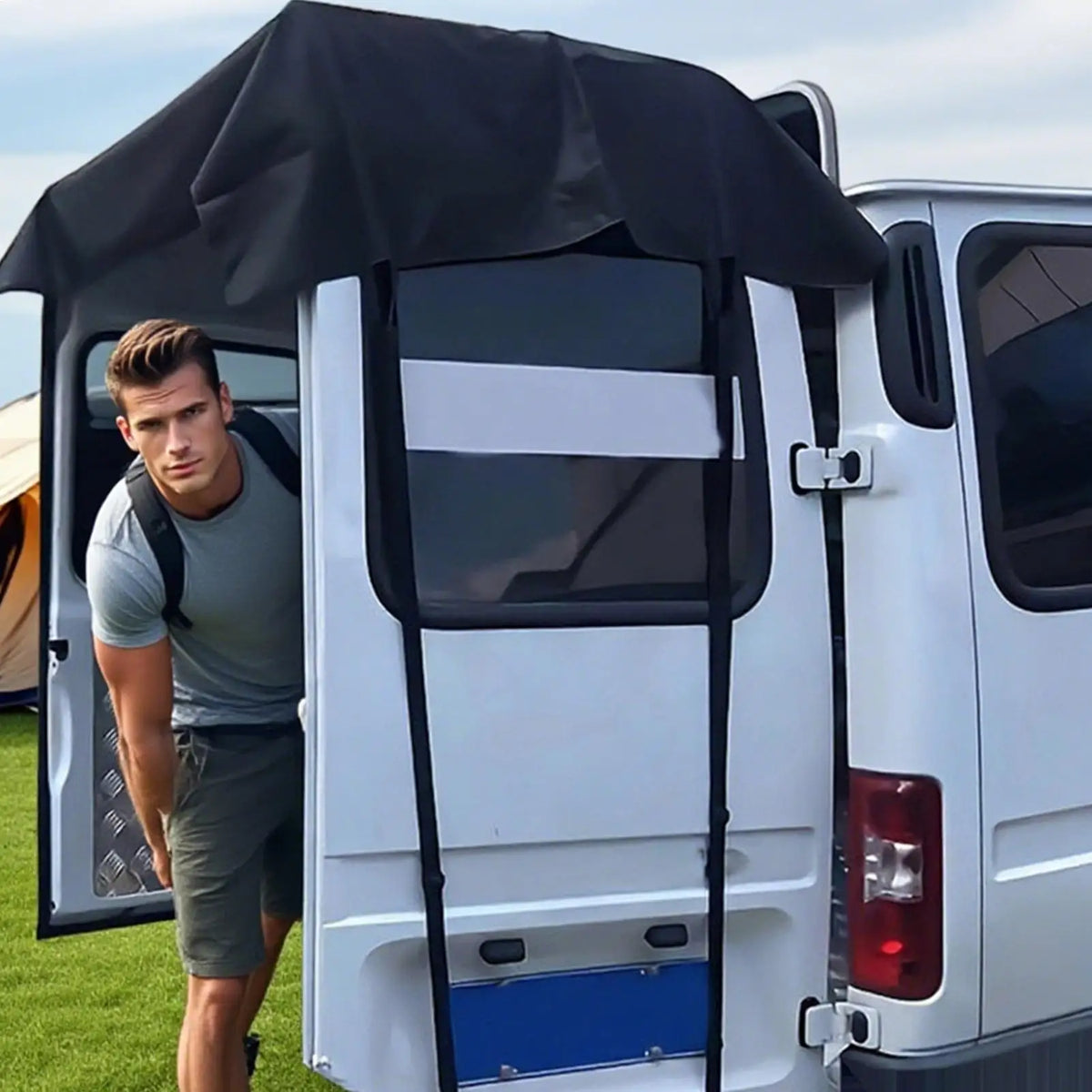 Universal Waterproof RV Rear Door Awning | UV Sun Blocker