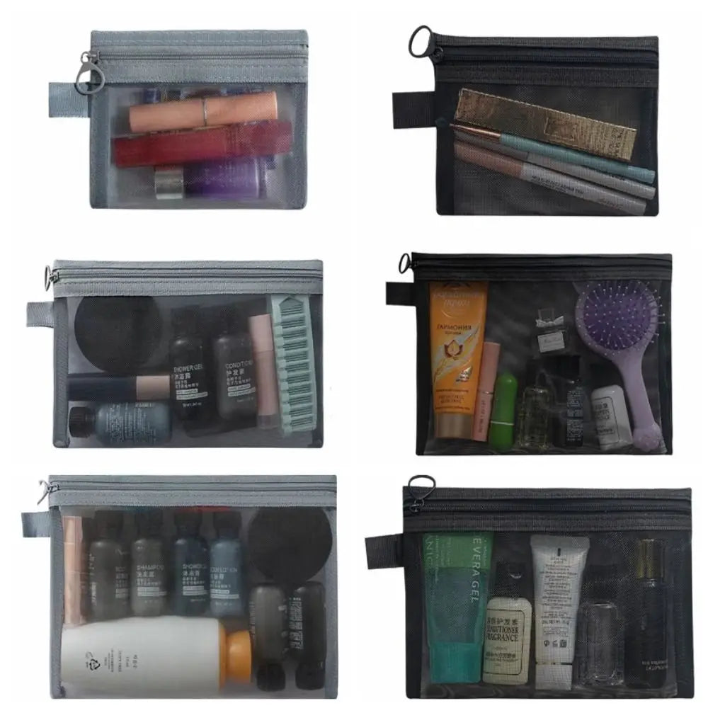 Mesh Zipper Cosmetic Bag | Travel Toiletry Organizer 3 Sizes