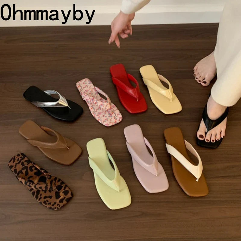 Women's Candy Color Clip Toe Flip Flops – Beach Flat Slippers