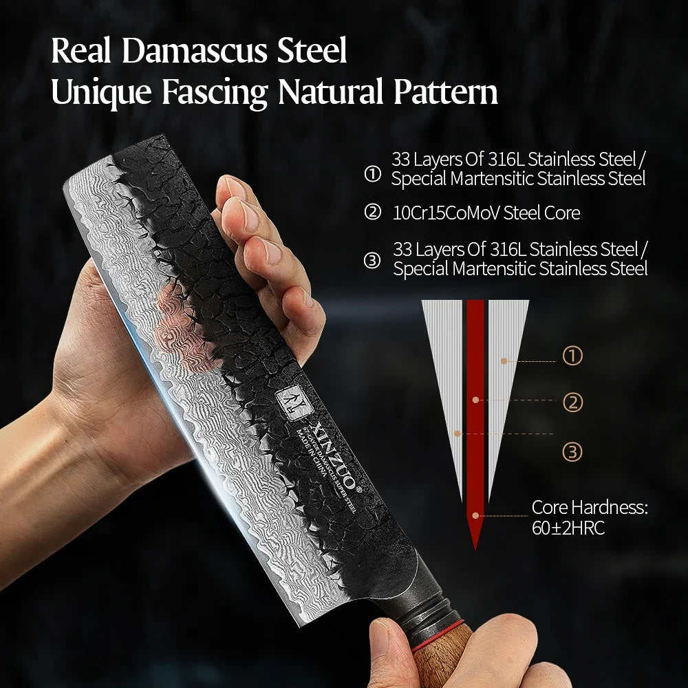 XINZUO 7" Nakiri Knife – 67-Layer Damascus Steel | Gift Box