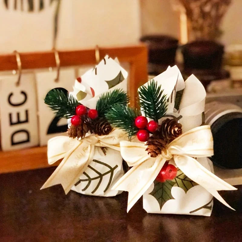 10-Pc Artificial Pine Cones & Red Berries – Christmas Decor