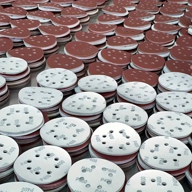 50 Uds Papel De Lija Redondo 5 Pulgadas Y Disco Ocho Agujeros Hojas