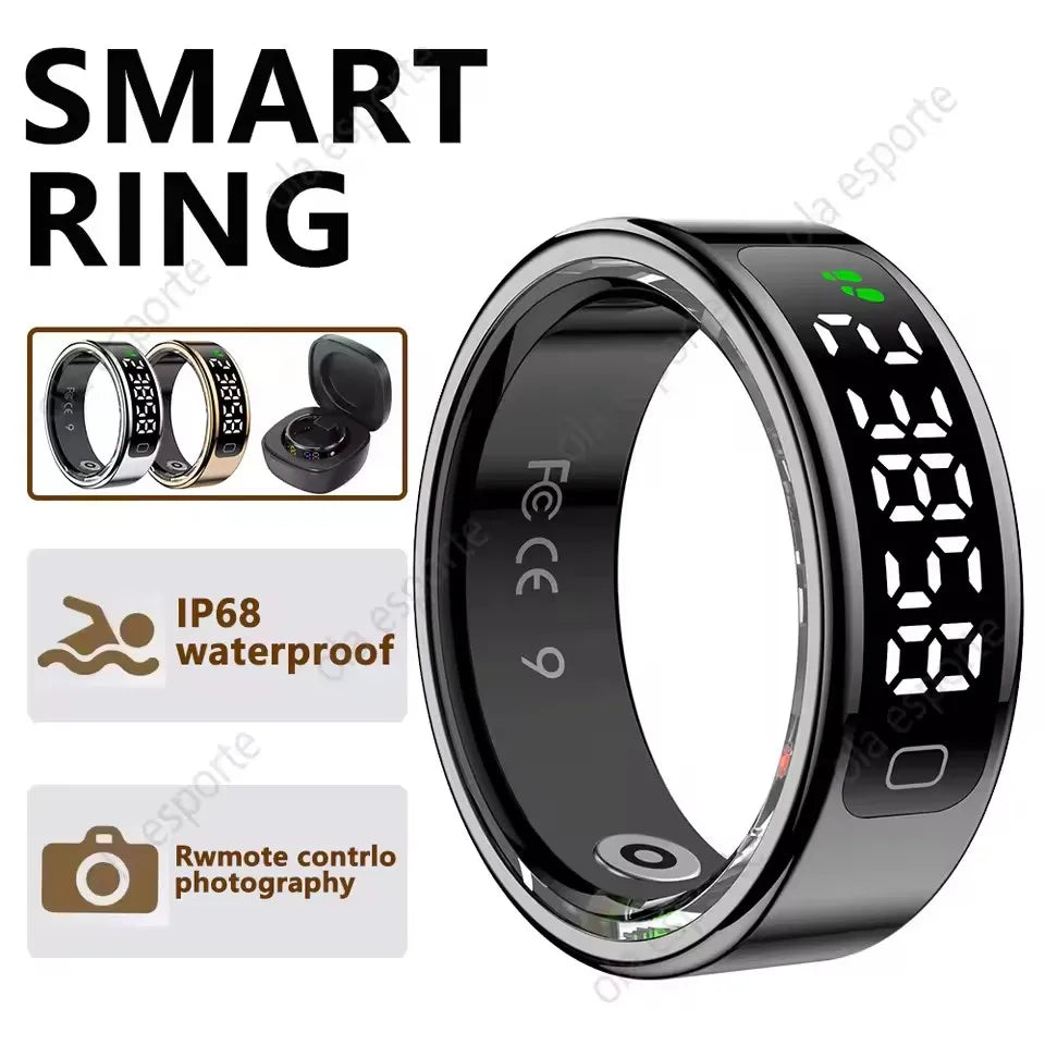 LED Hd Screen Smart Ring Tiktok Control Men 5ATM Waterproof Heart