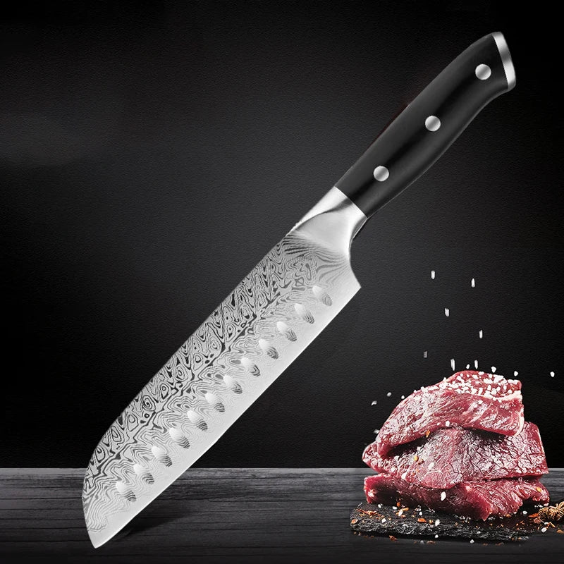Damascus Steel Santoku Knife – Japanese Kitchen Cleaver
