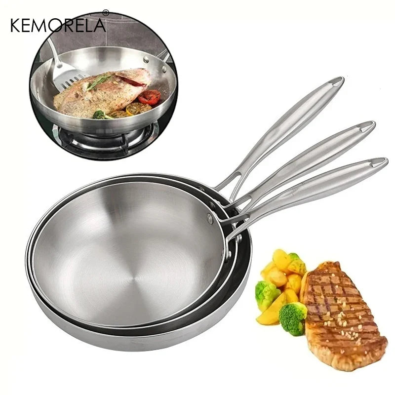 KEMORELA 5-Ply 304 Stainless Steel Frying Pan Set | 2/3 Piece