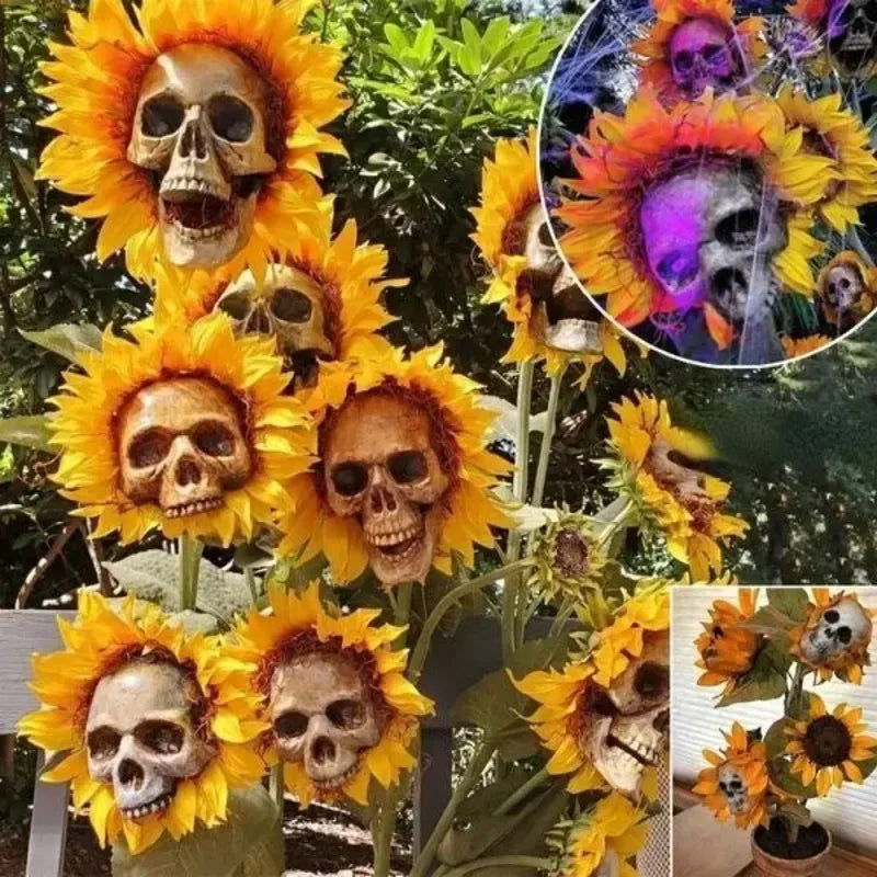Halloween Horror Skull Sunflower Artificial Flower Gothic Festival