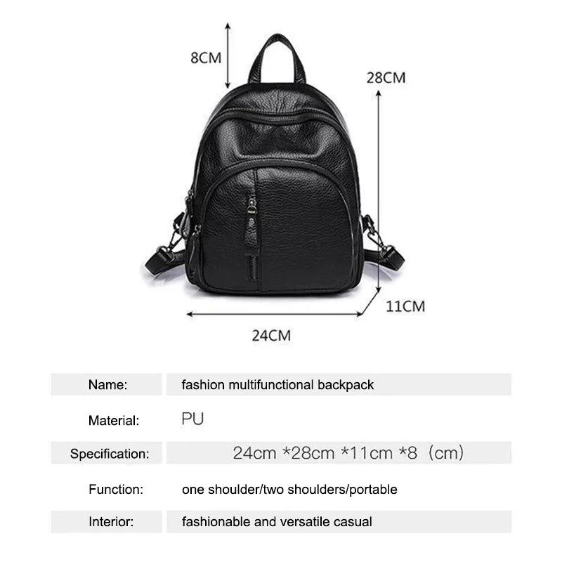 Anti-Theft PU Leather Mini Backpack – Vintage Women's Bag