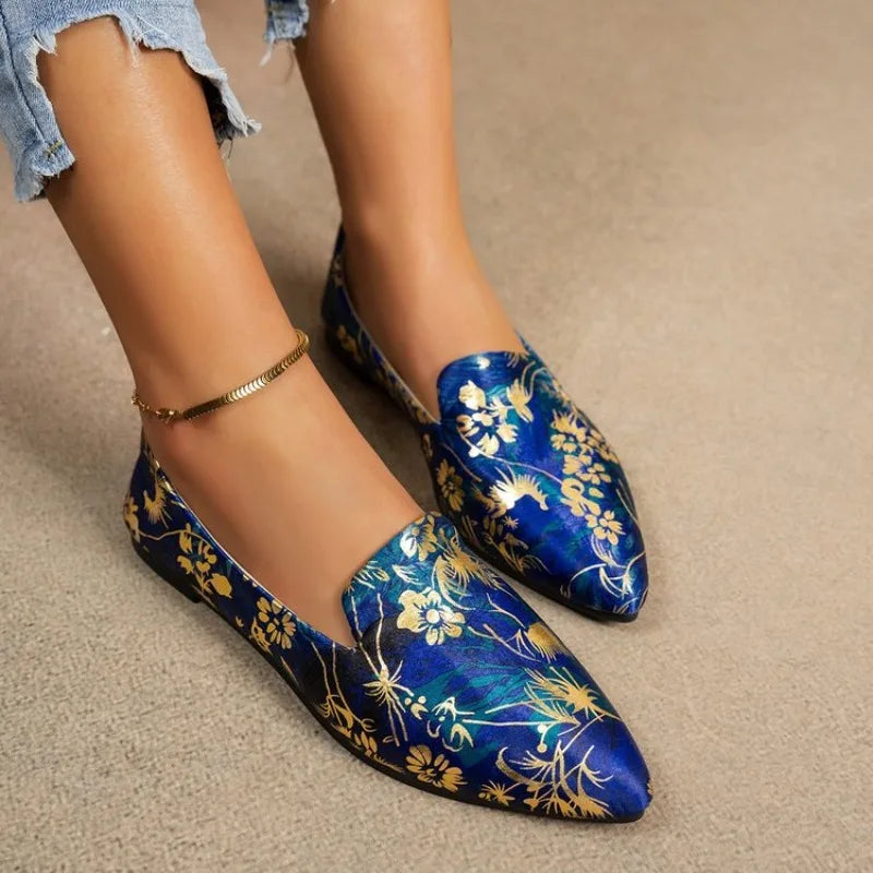 Leopard Print Women's Pointed Toe Slip-On Flats & Loafers