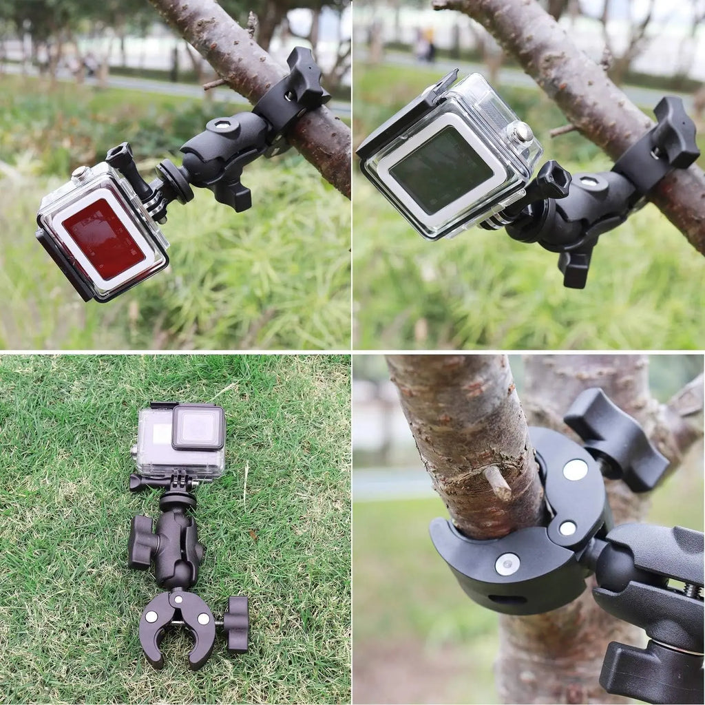 Dual-Head Super Clamp 1/4"-20 Ball Head Mount for GoPro DJI Phone