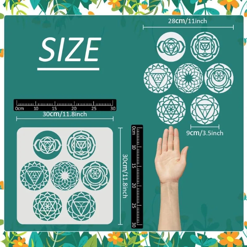 Chakra Symbol Stencil 11.8" – Reusable Mandala DIY Art Stencil