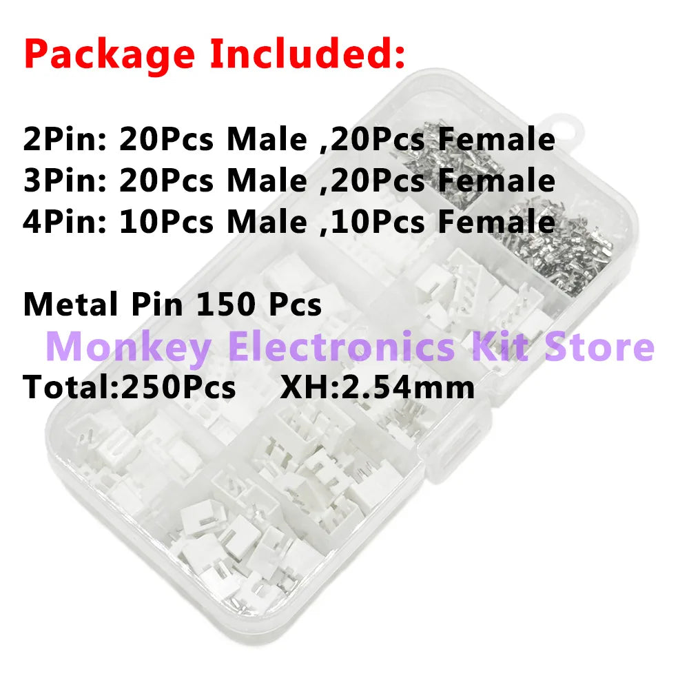 250 PCS JST PH 2.0mm & XH 2.54mm Connector Kit – Wire Terminals