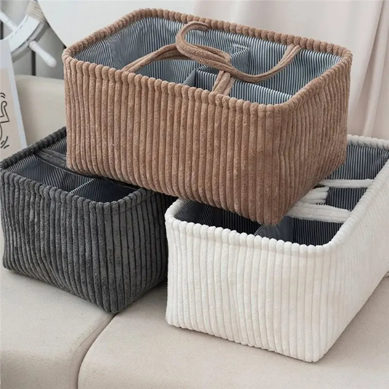 A36T-Large Capacity Diaper Bag Wet Storage Grid Fabric Basket Brown