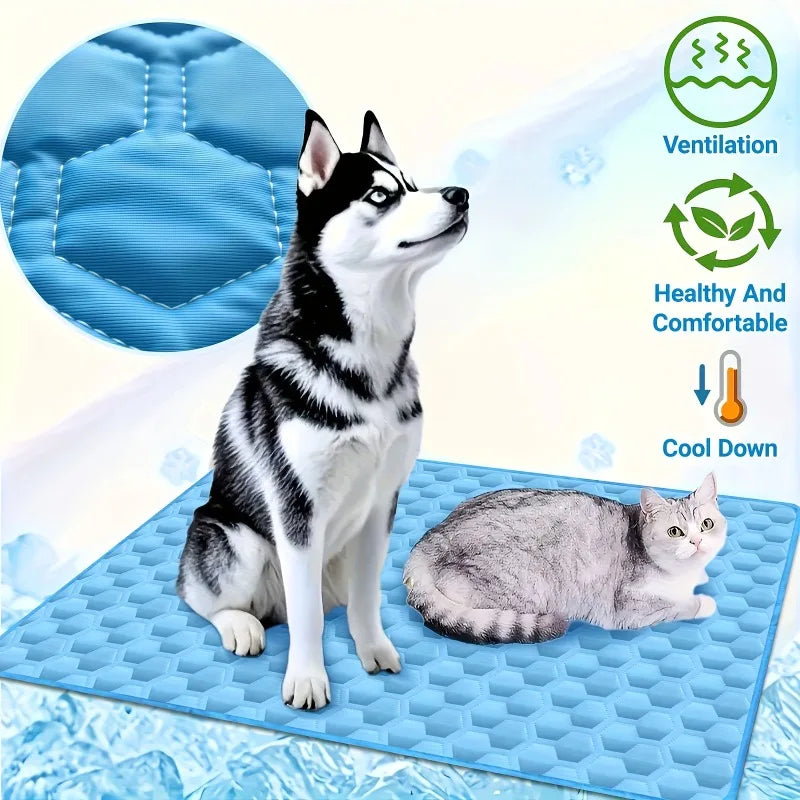 Pet Cooling Mat for Cats & Dogs – Breathable Lightweight Pad