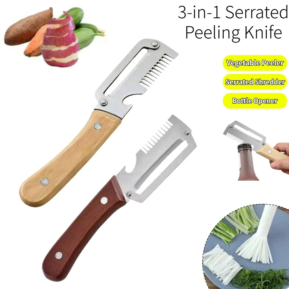 3-in-1 Kitchen Peeler – Stainless Steel, Shredder & Bottle Opener