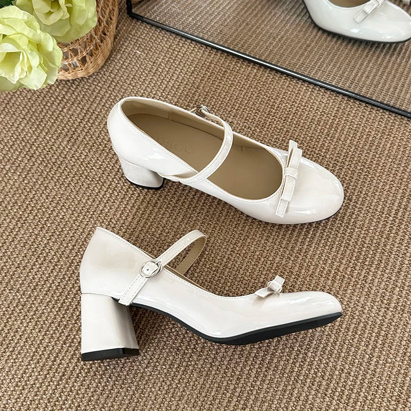 Butterfly-Knot Mary Jane Pumps | Women's Lolita Square Heels