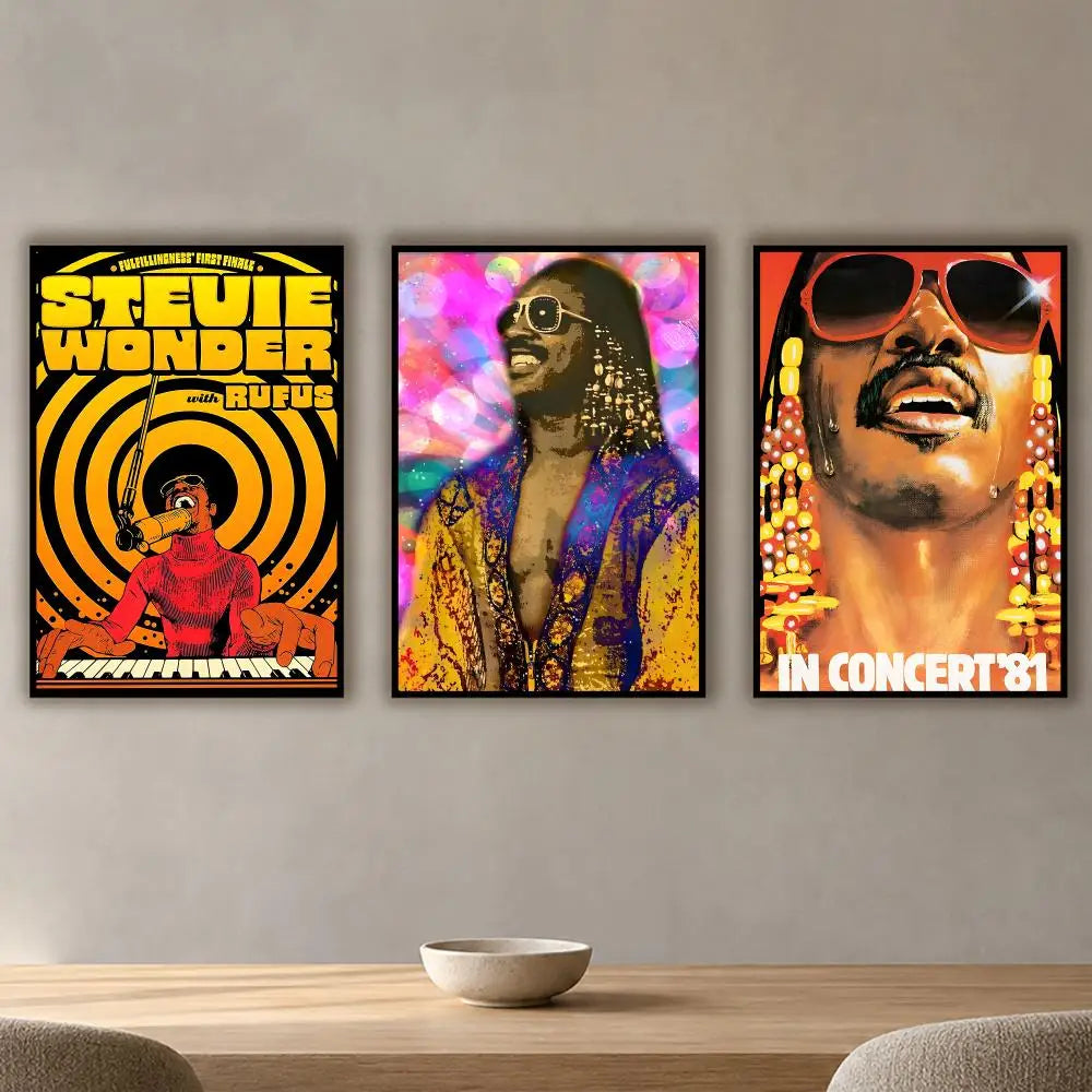 Stevie Wonder HD Waterproof Wall Poster PVC Sticker | Music Décor