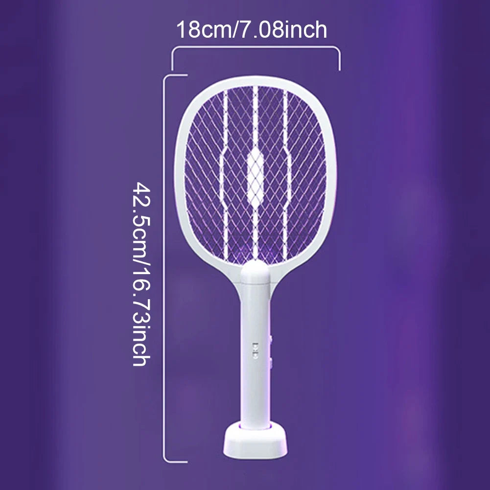 2-in-1 Electric Mosquito Swatter Killer USB Rechargeable Angle