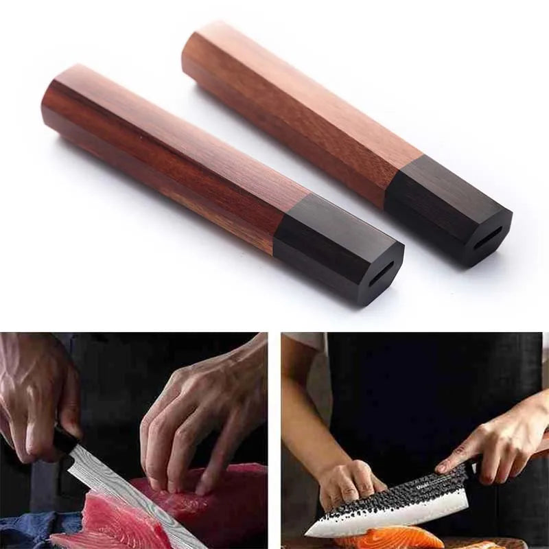 Octagonal Red Wood Kitchen Knife Handle – 135mm Replacement
