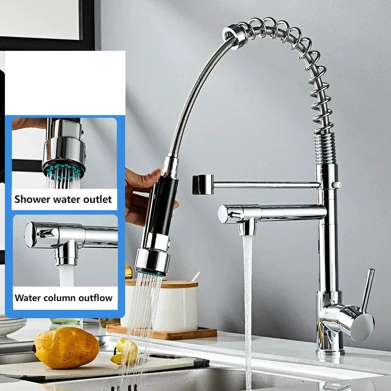 All-Copper Pull-Down Spring Kitchen Faucet | Hot Cold & Purified