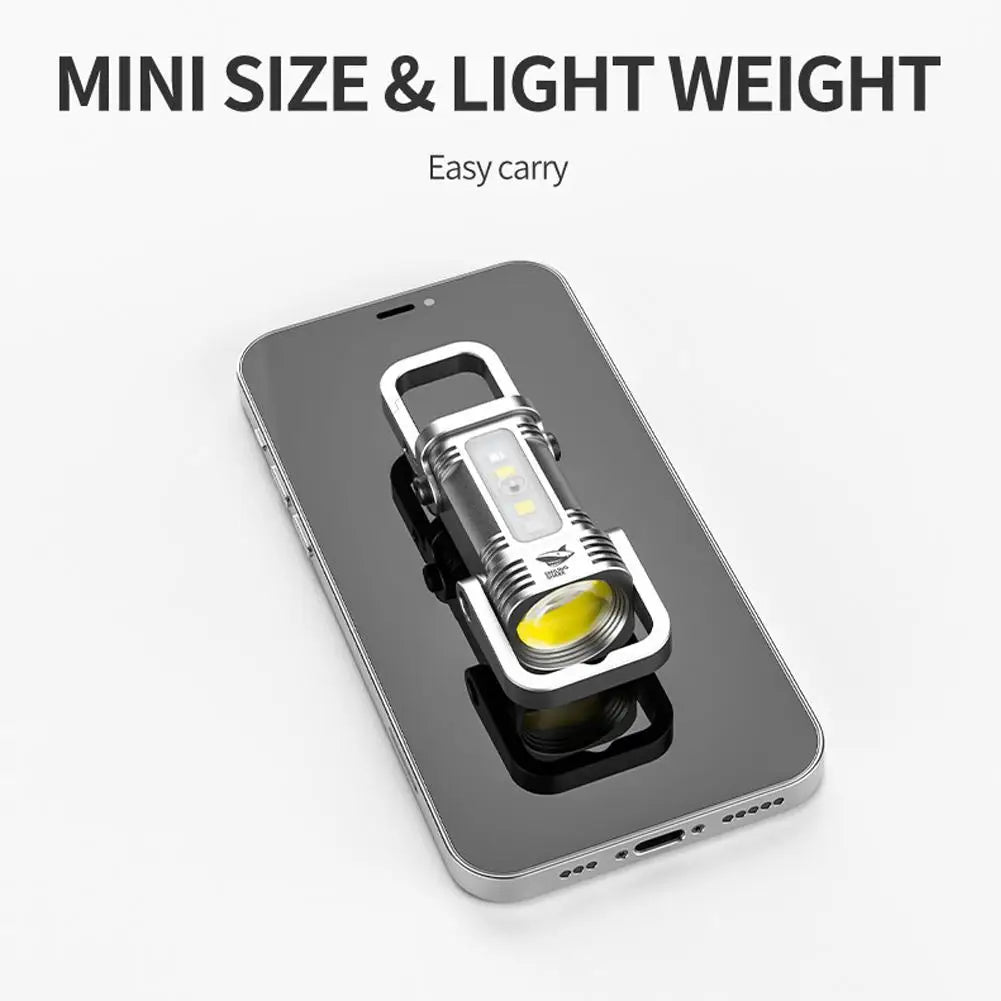 Rechargeable COB Keychain Flashlight – 7-Mode IPX4 Waterproof