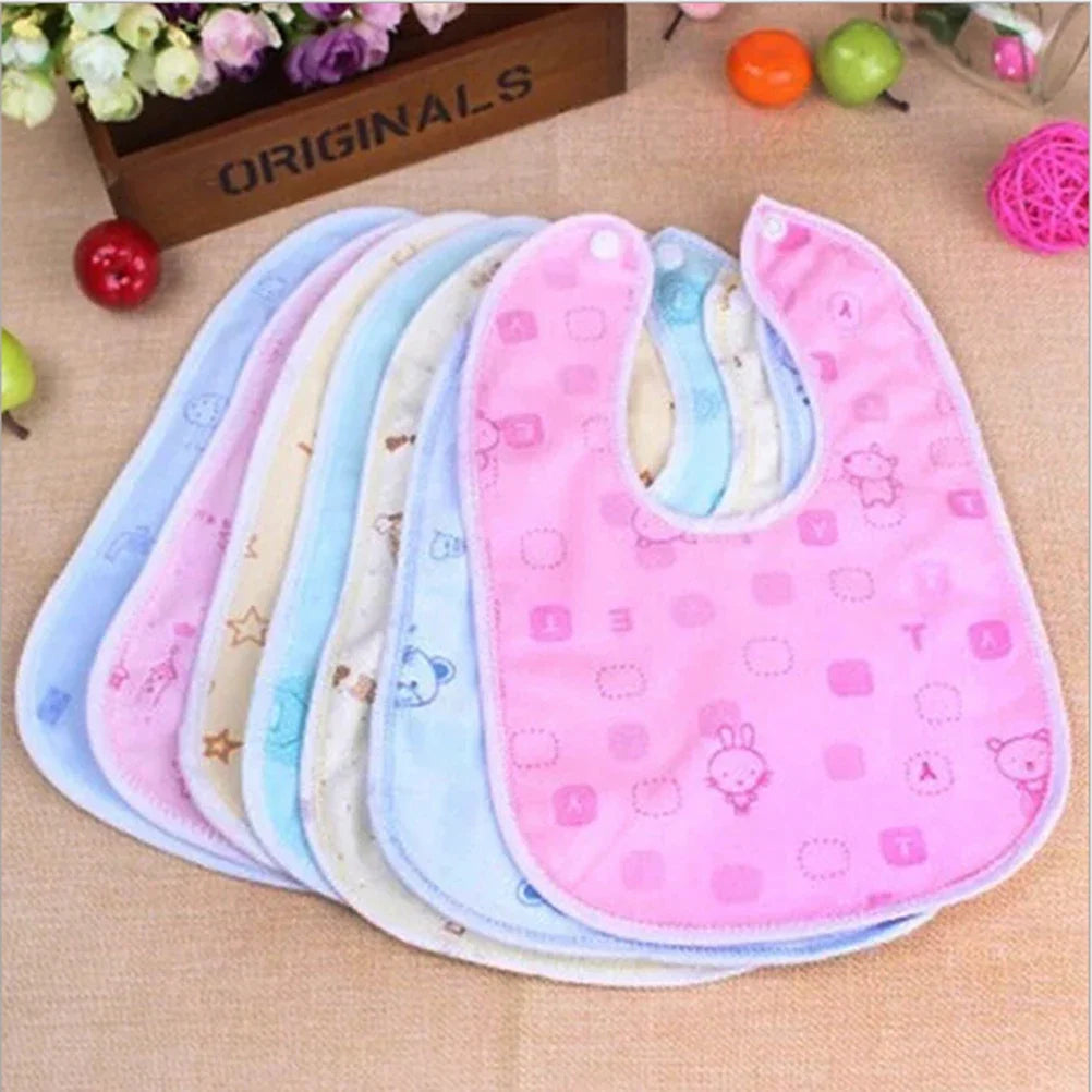 Waterproof Cotton Baby Bib – Cartoon Animal Print | 0–3 Years