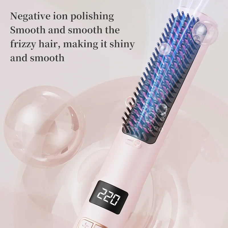 Negative Ion Hair Straightening Comb | 2-in-1 Portable Styler