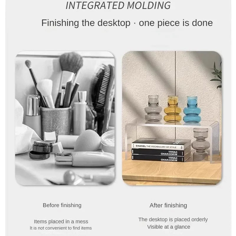 Acrylic U-Shape Desktop Storage Rack | Cosmetics & Shelf Organizer