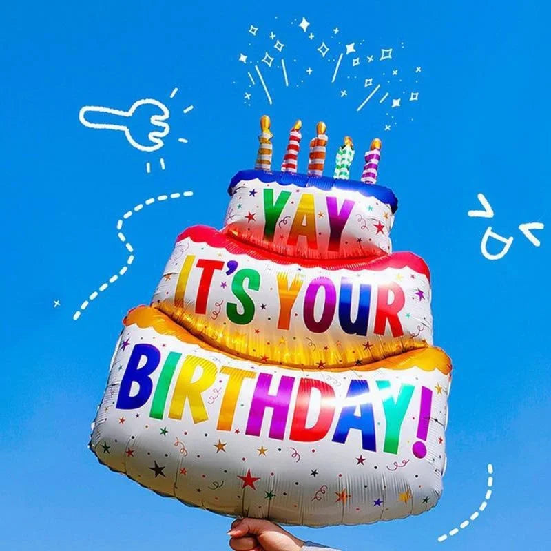 3 Tier Birthday Cake Candle Stripe Polka Dot Foil Balloons Party