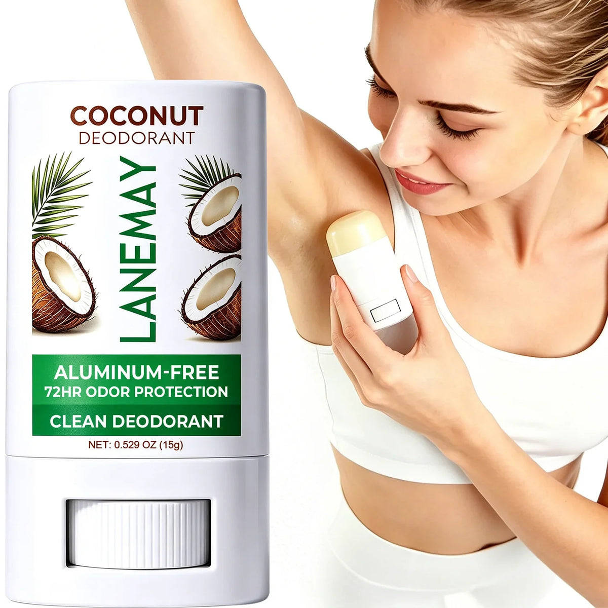Lanemay Coconut Oil Aluminum-Free Deodorant Stick | 72Hr