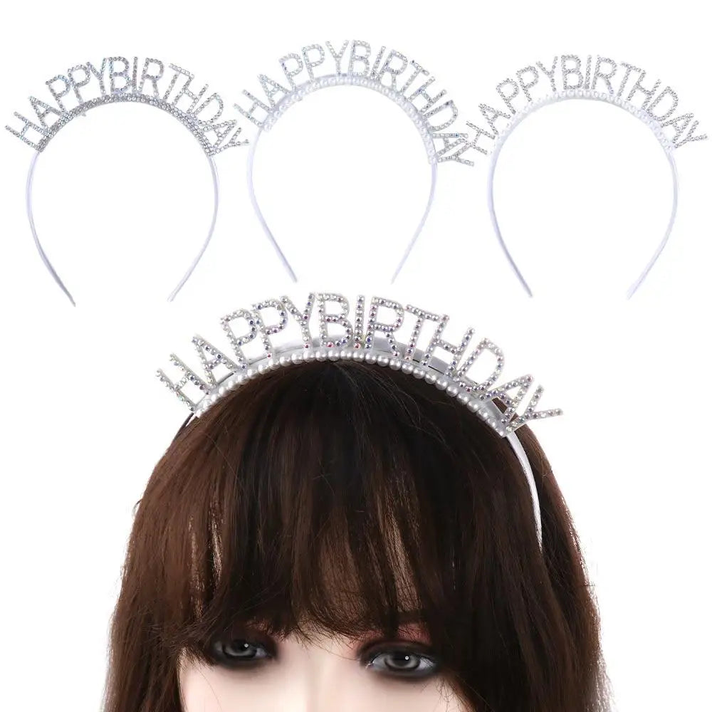Rhinestone Crown Happy Birthday Headband – Queen Hair Hoop