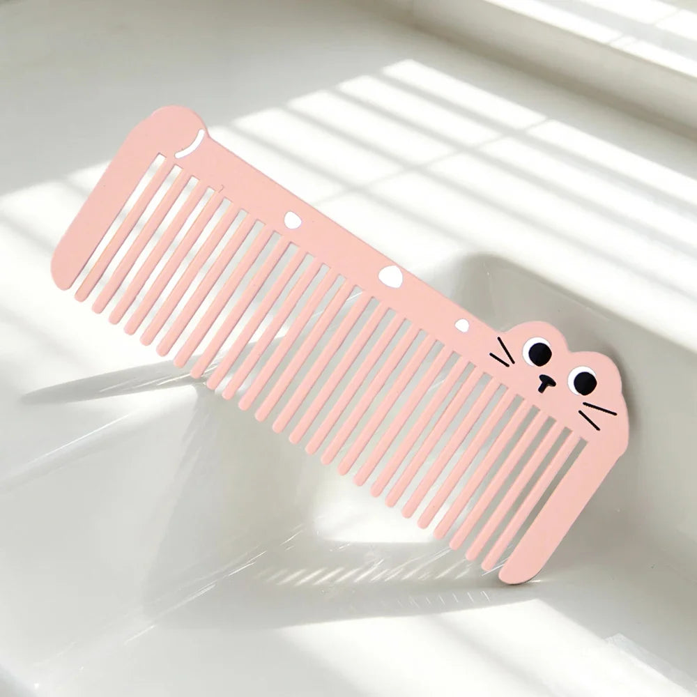 Mini Cartoon Kitten Wide Tooth Detangling Comb | Travel Hair Comb