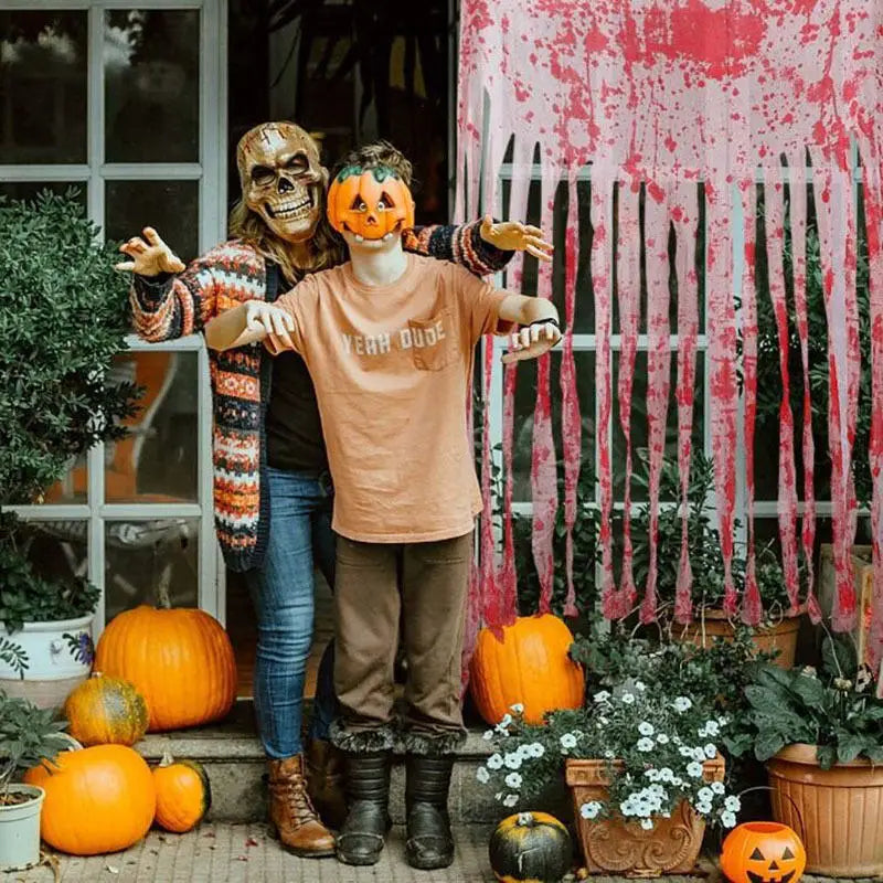 Halloween Bloody Handprints Door Curtain Scary Blood Stained Gauze
