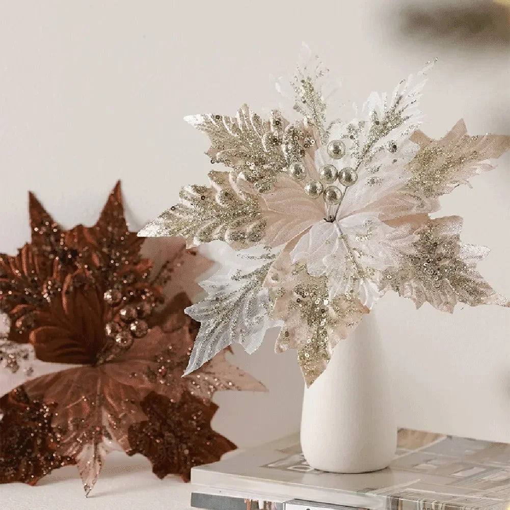 Glitter Simulated Christmas Flower Tree Decoration 30×35cm
