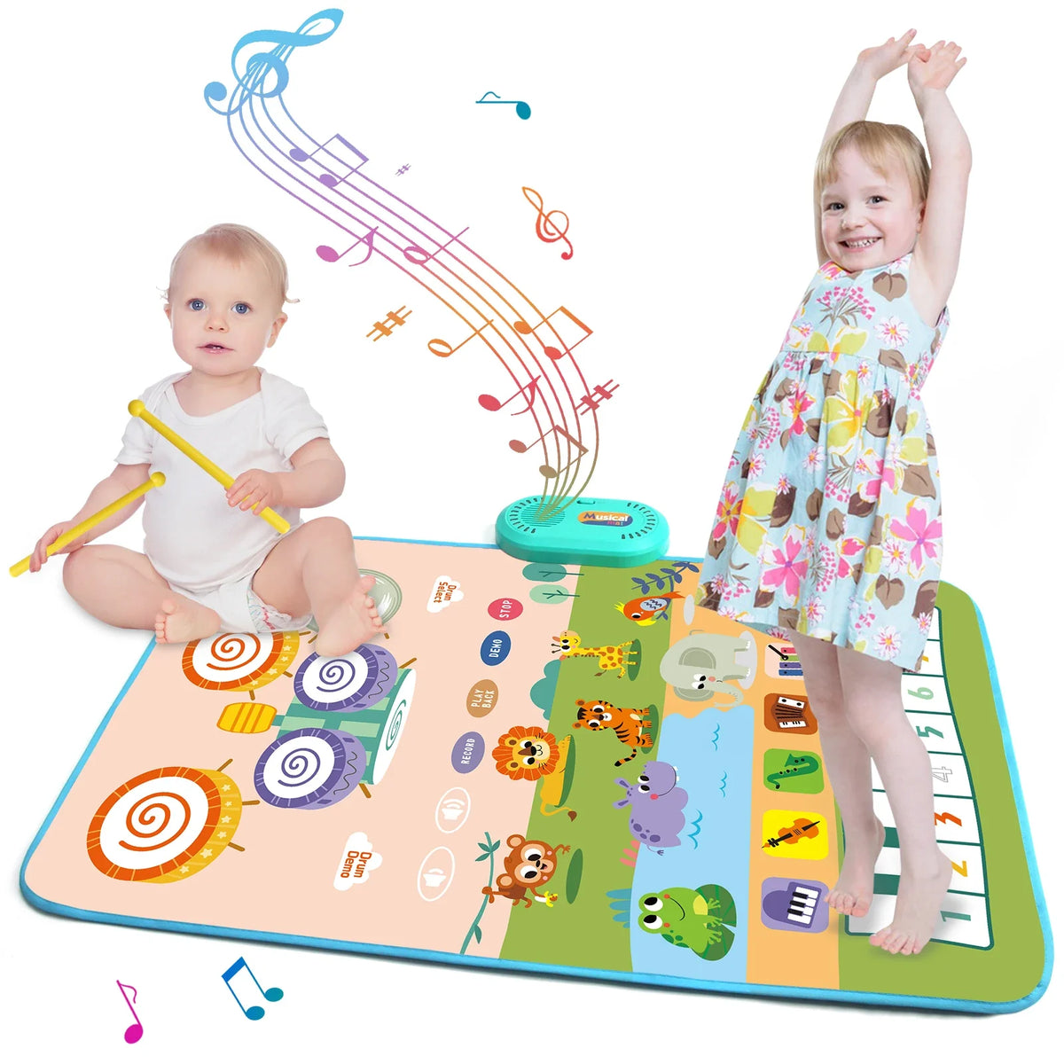 80x50cm Music Play Mat Kids Toddlers Floor Piano Keyboard Drum Toys