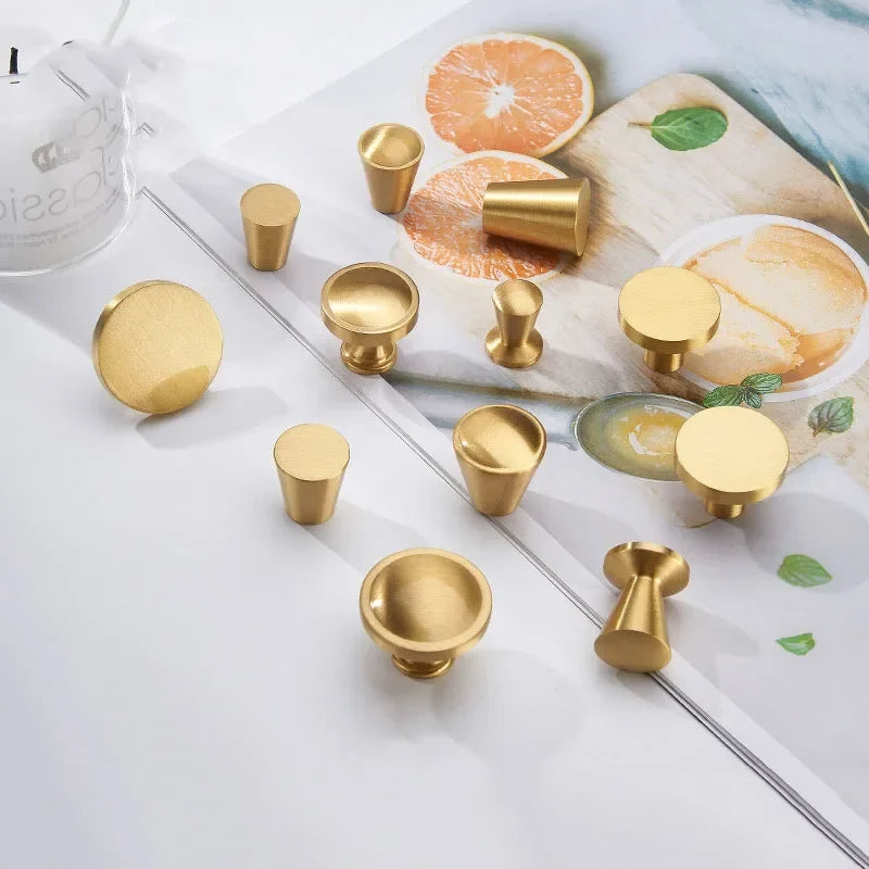 Solid Brass Cabinet Knobs | Modern Gold Furniture Pulls