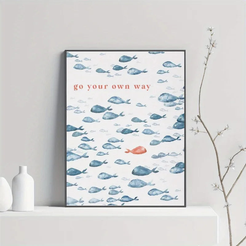 Fish Pattern Canvas Poster | Nautical Coastal Wall Art Unframed
