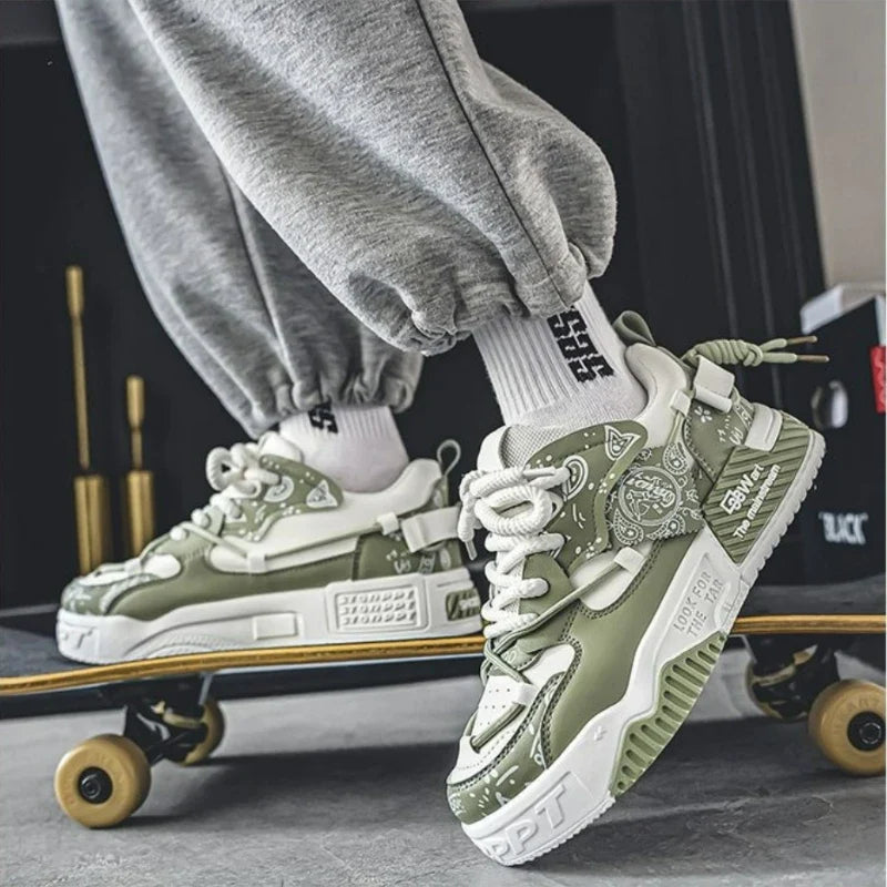 Men's Breathable Mesh Skate Sneakers – Lightweight Vulcanized Flats