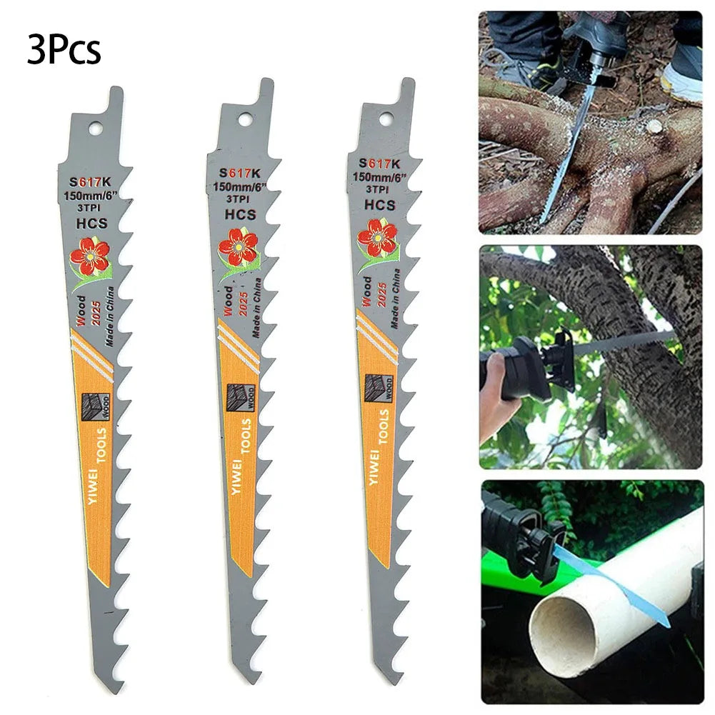 6 Inches 3 TPI HCS Reciprocating Saw Blades Cutting Wood Multi PVC