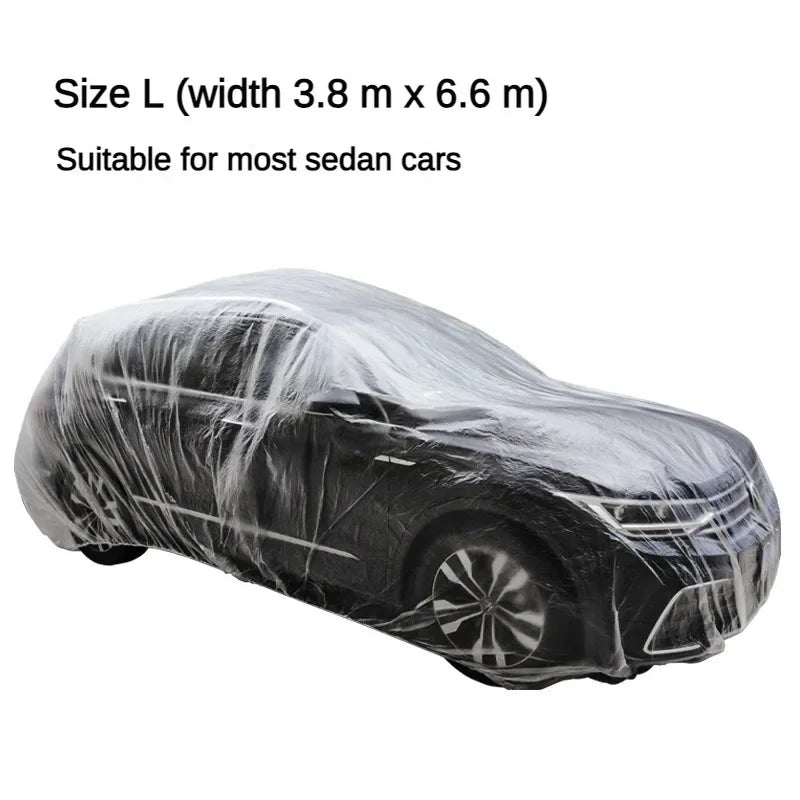 Disposable Transparent PE Car Cover – Rain & Dust Protection