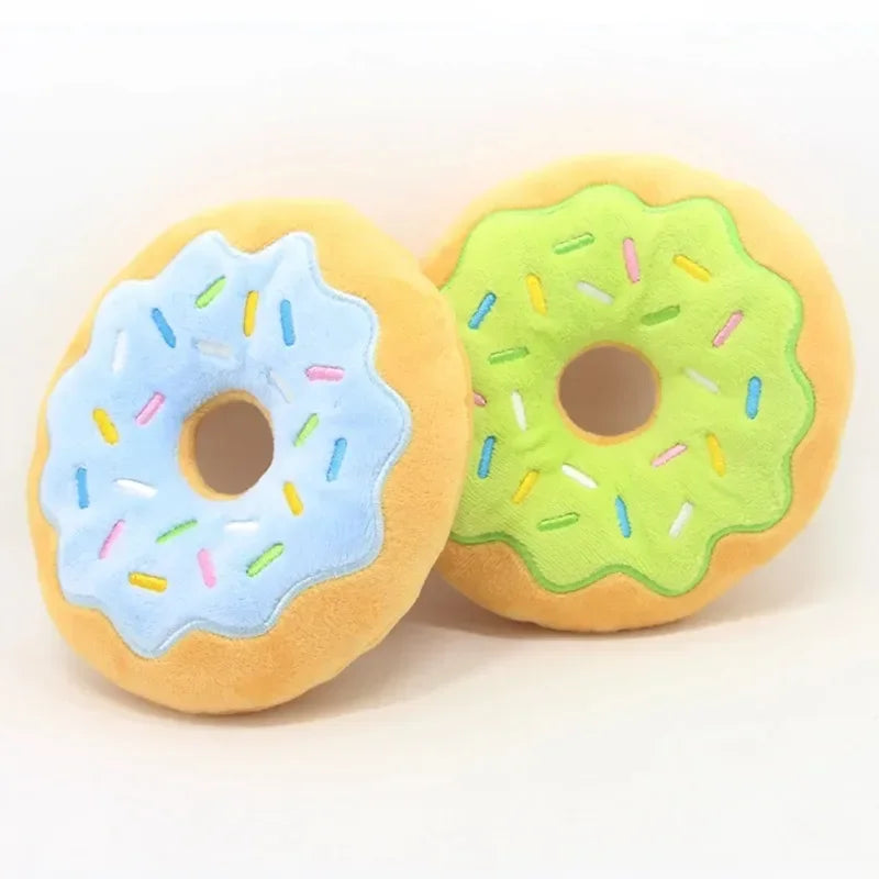 Donut Plush Squeaky Dog Toy – Interactive Chew & Bite Toy
