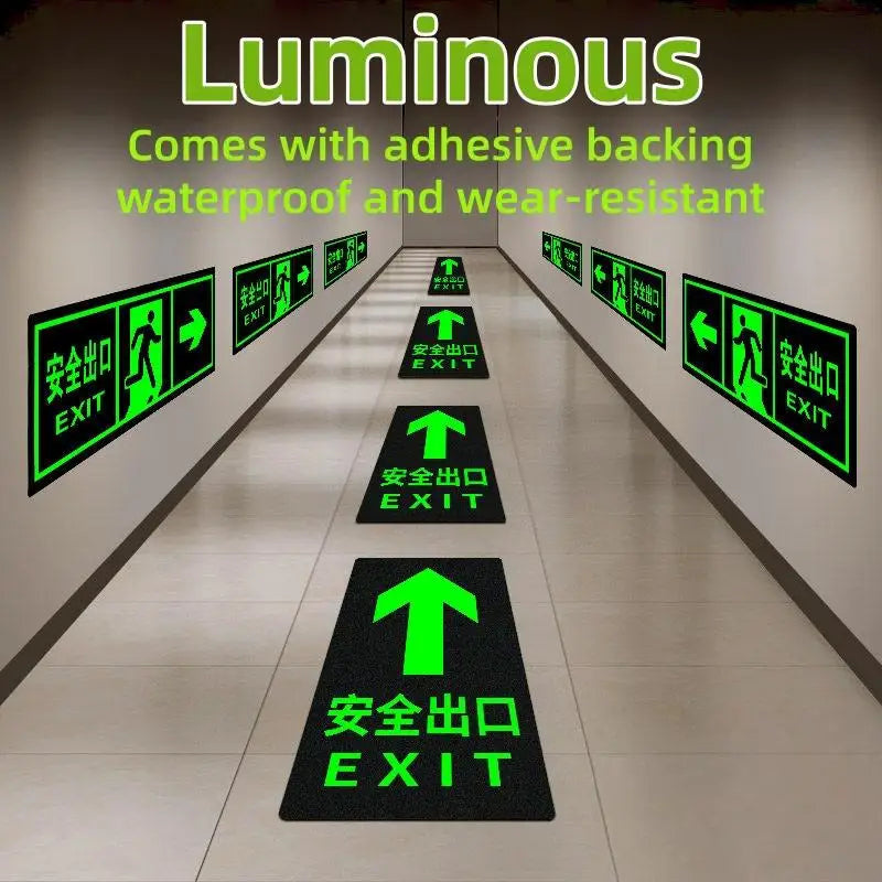 Glow in the Dark Exit Floor Stickers – Evacuation Signs 2/6 Pack