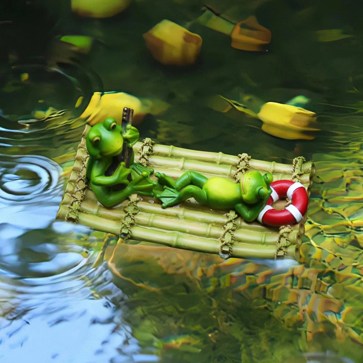 Resin Floating Frog Statue | Garden Pond & Home Decor Sculpture