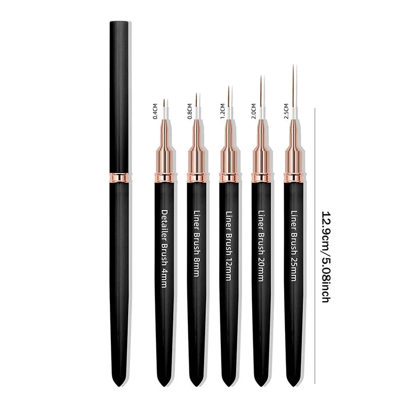 5-Piece Nail Art Liner Brush Set – Fine Detail Manicure Pens