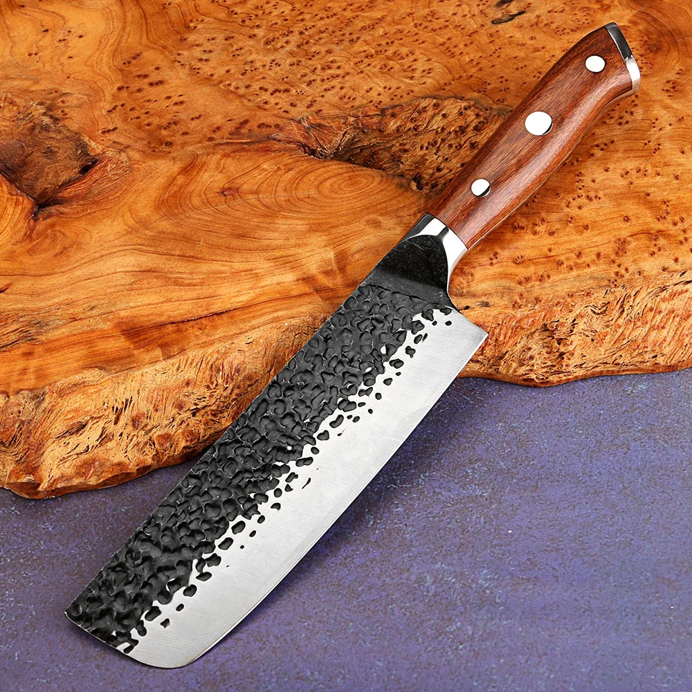 XITUO 7" Nakiri Knife – Japanese Vegetable Cleaver Pakkawood