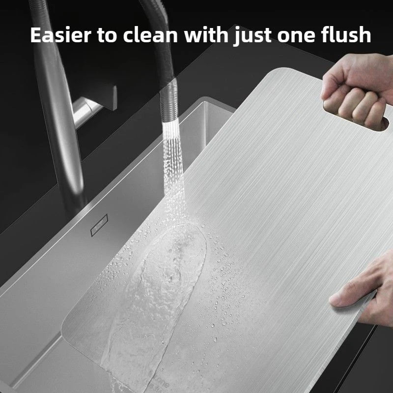 316 Stainless Steel Cutting Board – Reversible 2-in-1 Non-Slip