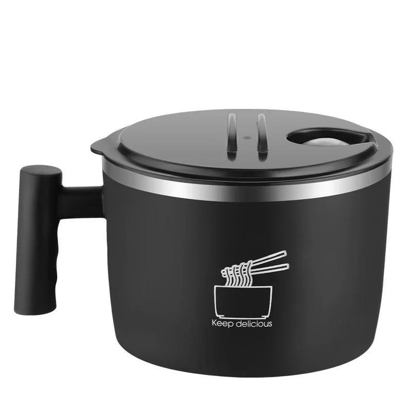 Stainless Steel Bowl Lid Instant Noodles Sealed Portable Drain