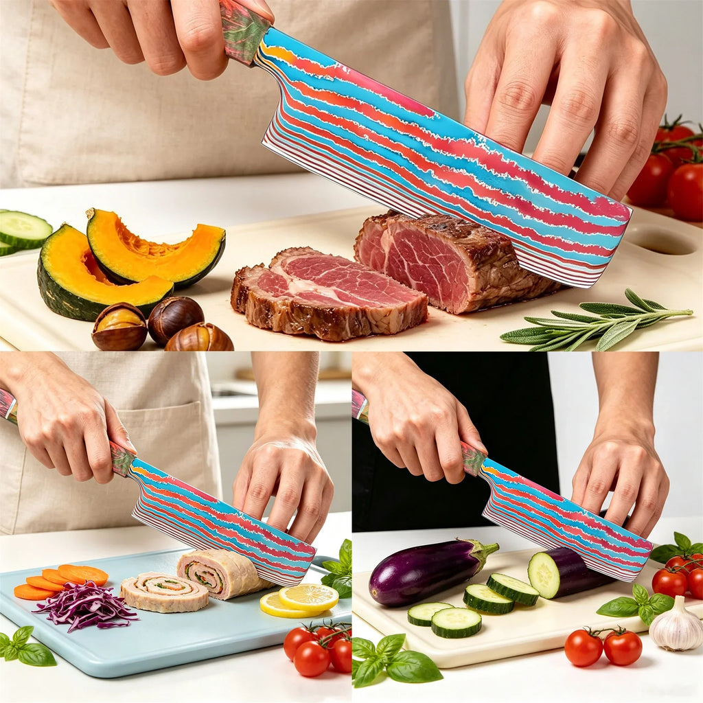 80-Layer Damascus Steel Chef Knife – Titanium Wood Handle