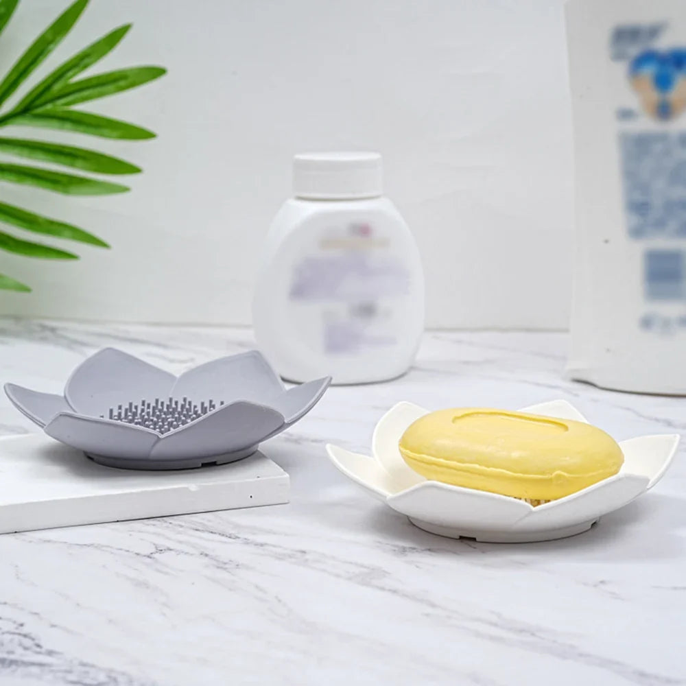 Lotus Silicone Soap Dish with Drainage | Eco-Friendly Holder